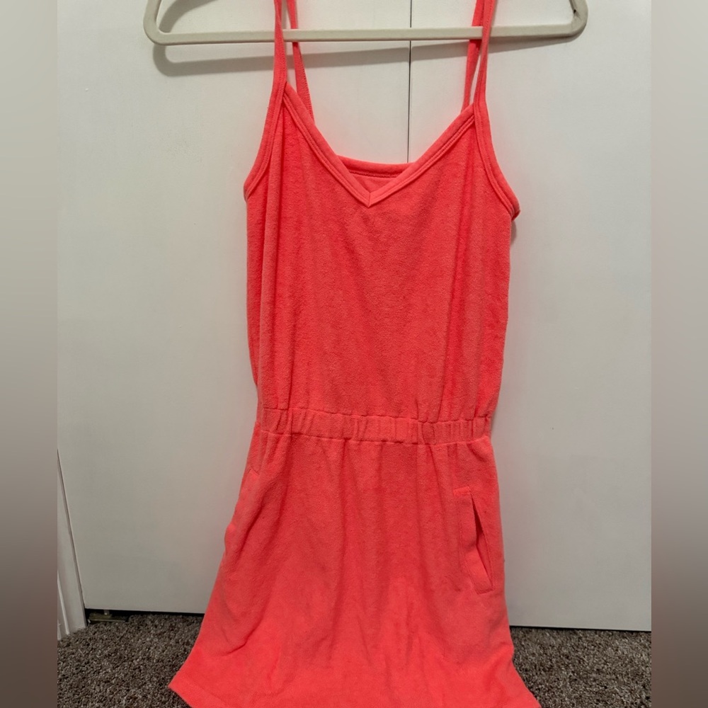 NWT Offline by Aerie Terry Cloth Swimsuit Coverup in Bright Pink, Size Small